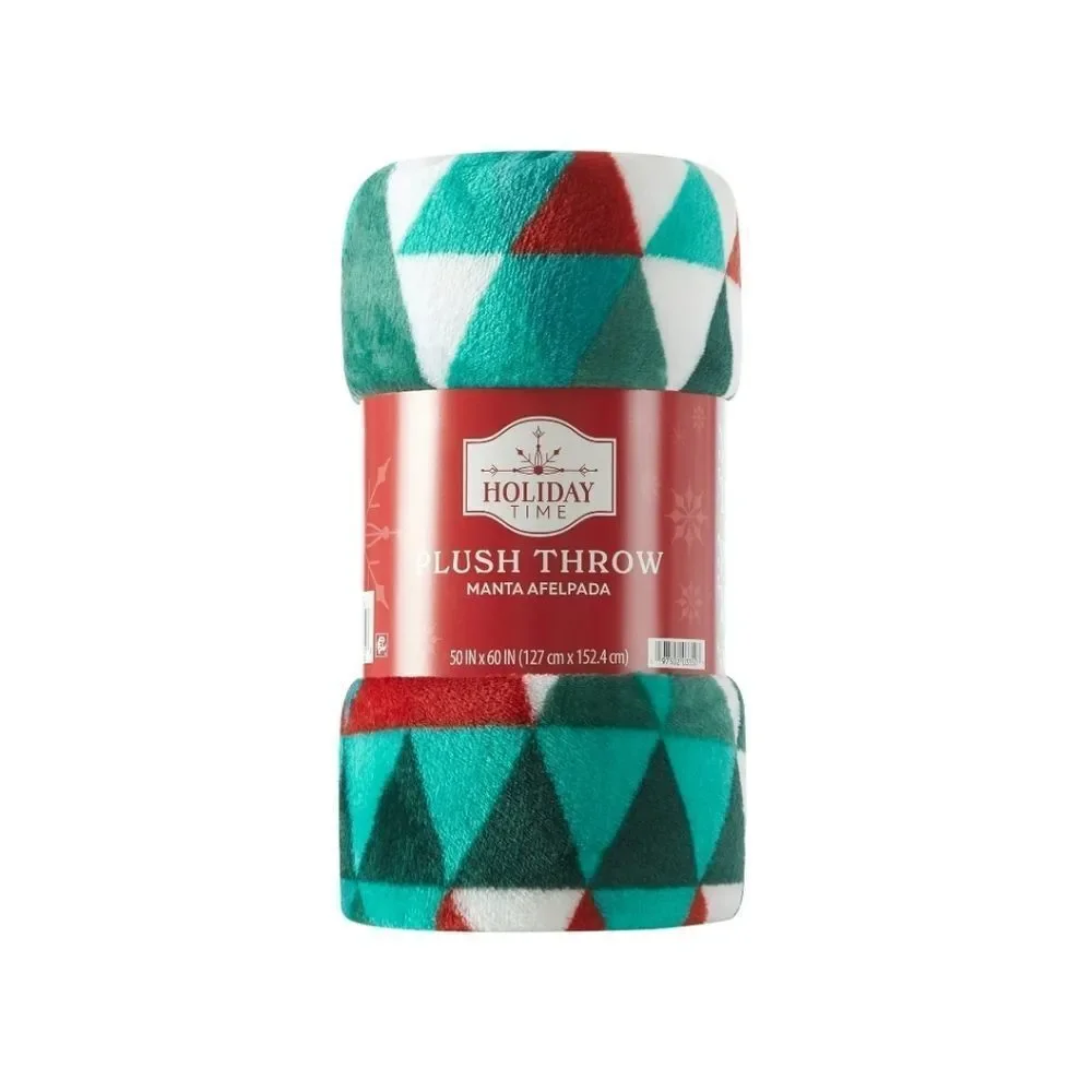 Holiday Time Christmas Winter Modern Trees Design Soft Plush Throw Blanket, New